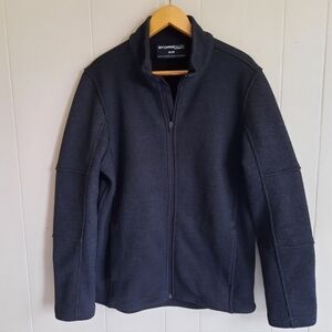 StormPack men's cardigan jacket zip up fleece lined heavy warm gray M